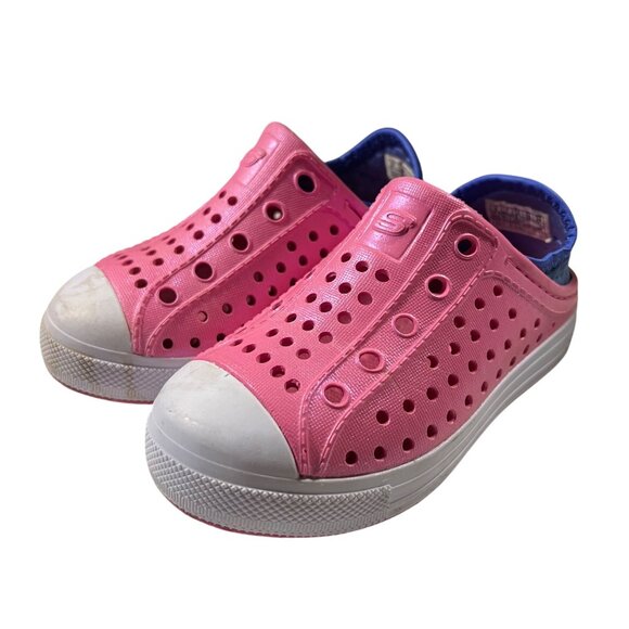 Skechers Perforated Slip On Water Friendly Kids Shoes Pink Blue Size 8 - Picture 1 of 8